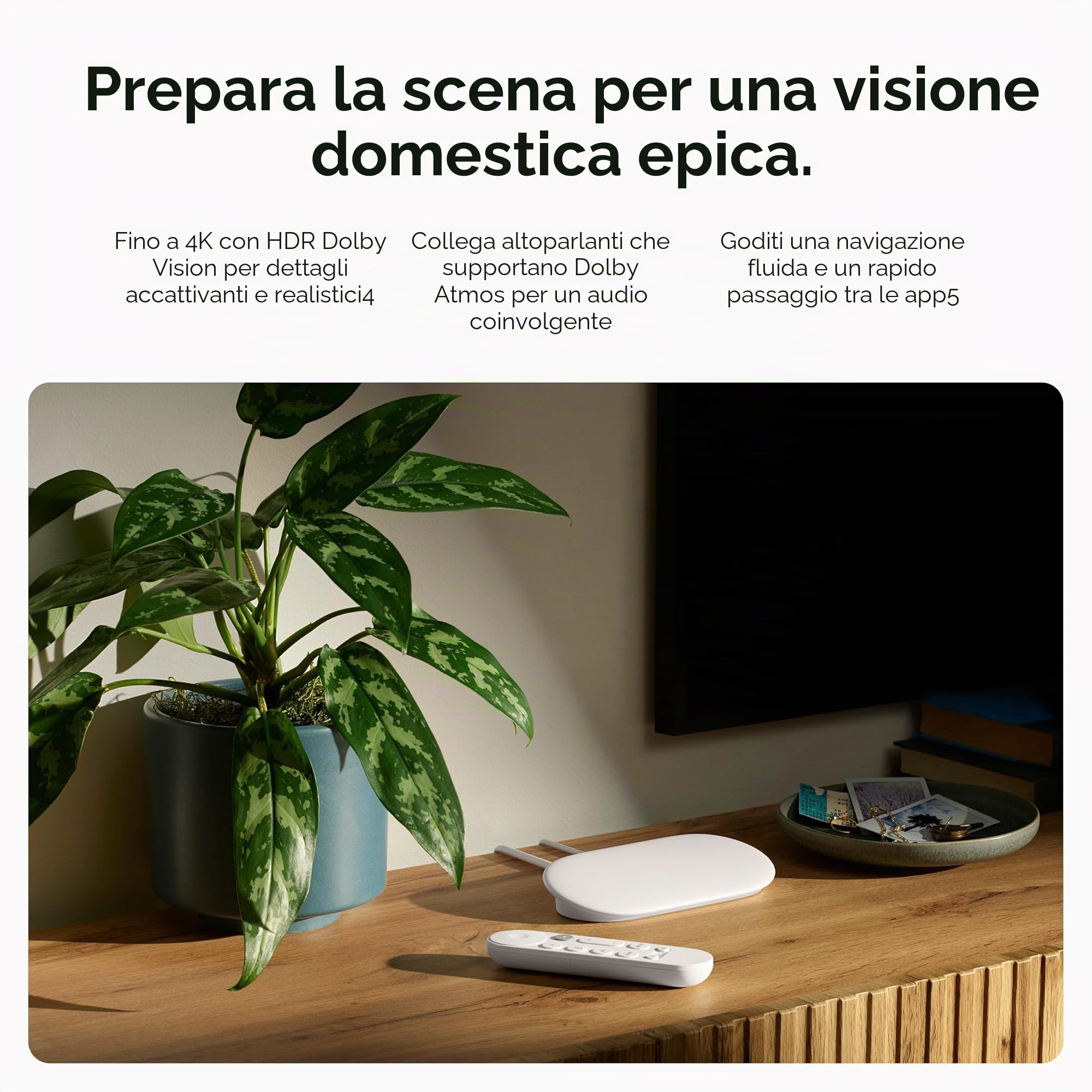 Google Streamer TV 4K - Trasmissione veloce di intrattenimento sulla TV con telecomando di ricerca vocale - Guarda film, spettacoli, spettacoli dal vivo e Netflix in 4K HDR