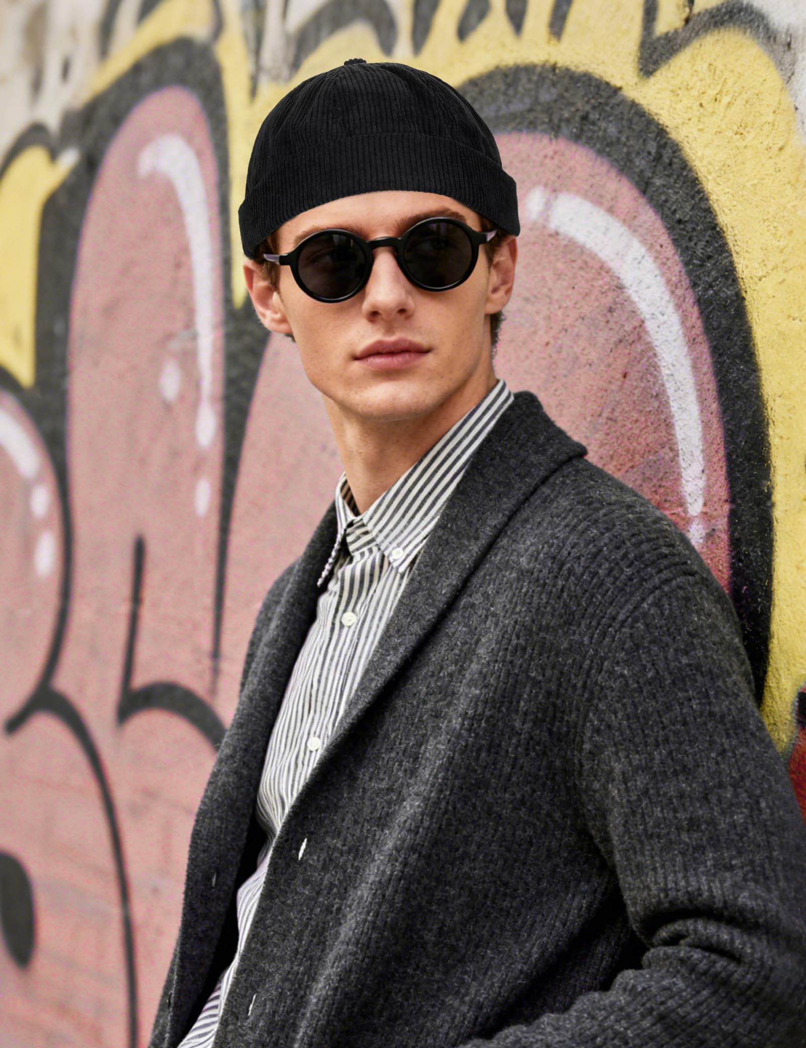 Becellen Czapka bez daszka, czapka Docker Beanie bez ronda Brimless Hat Docker Cap Mężczyźni Kobiety Rolled Corduroy Regulowana rekreacja i na zewnątrz