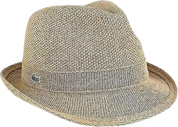 Amazon ラコステ 春夏ファッション サマーニット 鹿の子編み ハット 中折れハット メンズ 帽子 ベージュ 58cm ハット 通販