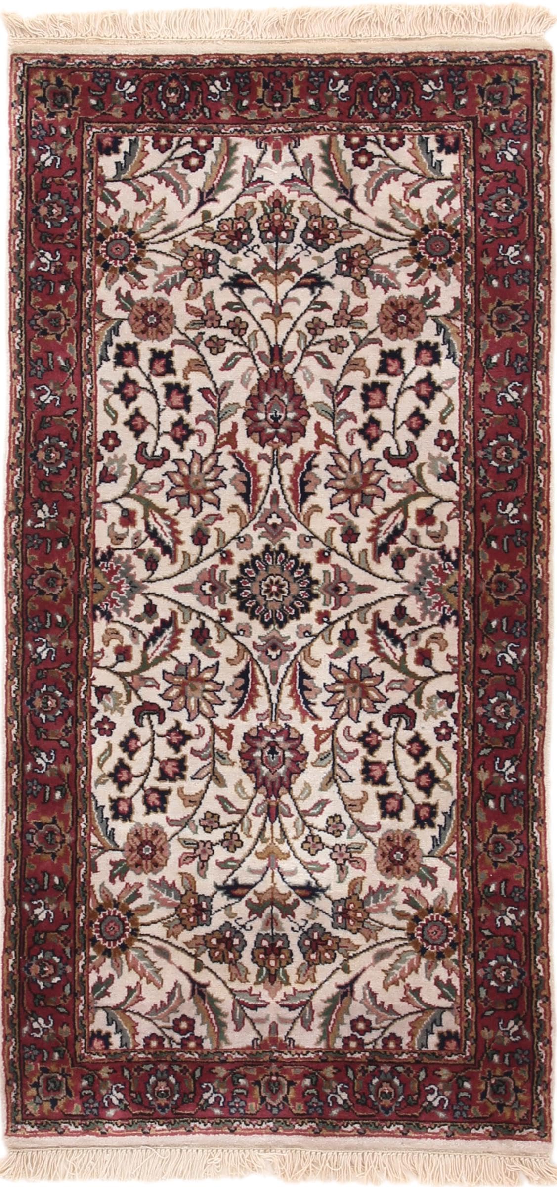 Tapis d'Orient Indo Kashan noué main en laine 70x144, l'excellence de l'artisanat indien