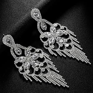 Amazon.com: XSBODY Costume Silver Chandelier Earrings for