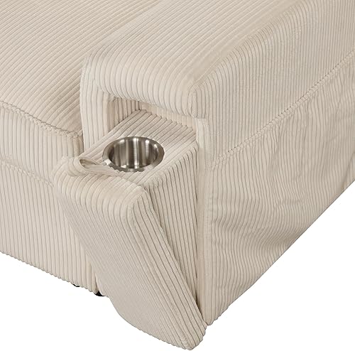 Miniatura 9 de Merax, Sofá modular beige de 92 pulgadas con bolsas de almacenamiento y 2 portavasos ocultos en los brazos para sala de estar