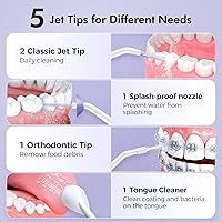 Vista 22 de Demita Irrigador dental inalámbrico para dientes, 10.1 fl oz, 3 modos, 5 puntas de chorro, púa eléctrica portátil para adultos, kit de limpieza