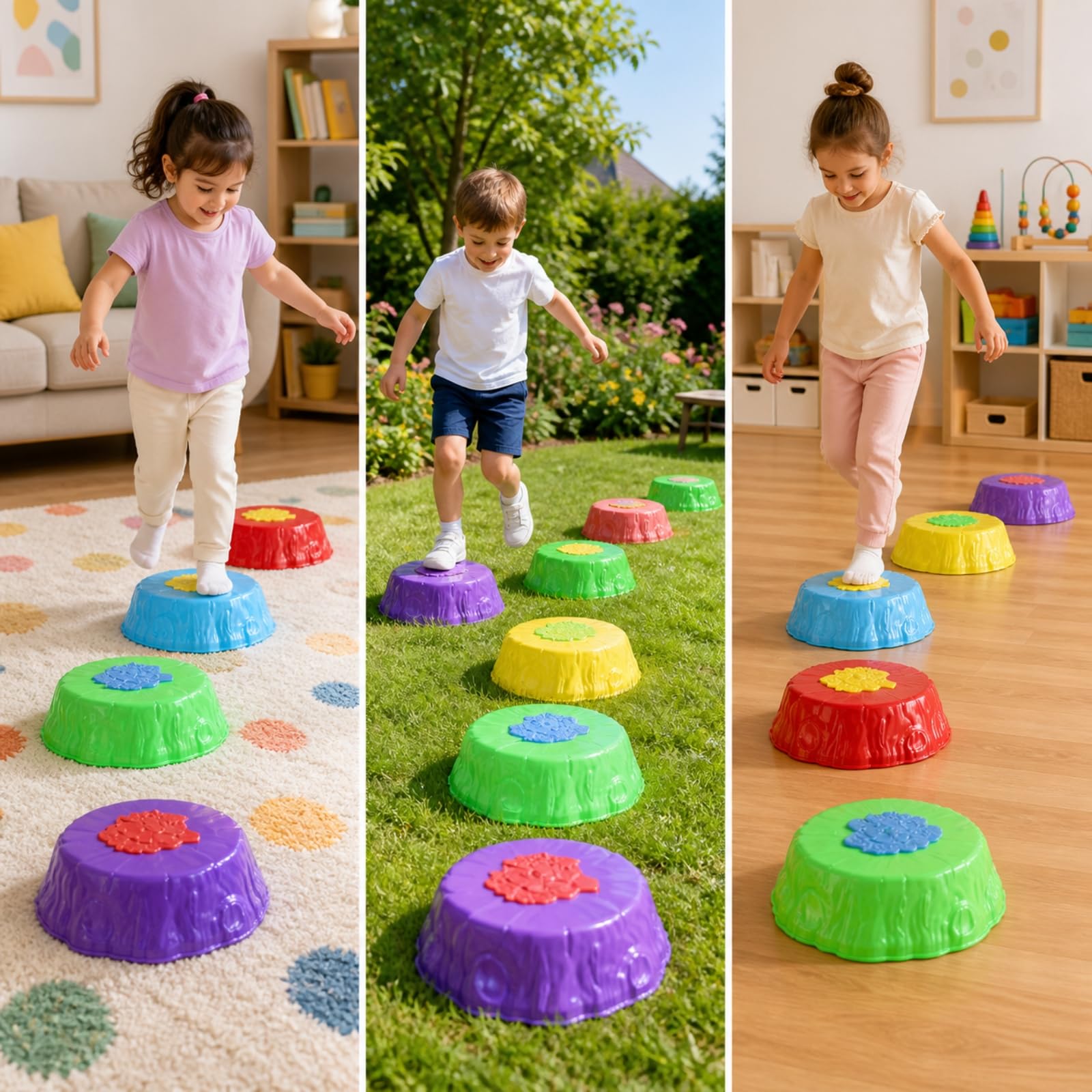Milageto 8 Pezzi Pietra D'equilibrio Stabile | Pietra D'equilibrio con perficie Strutturata, per Giochi in Casa, Scuole Dell'infanzia