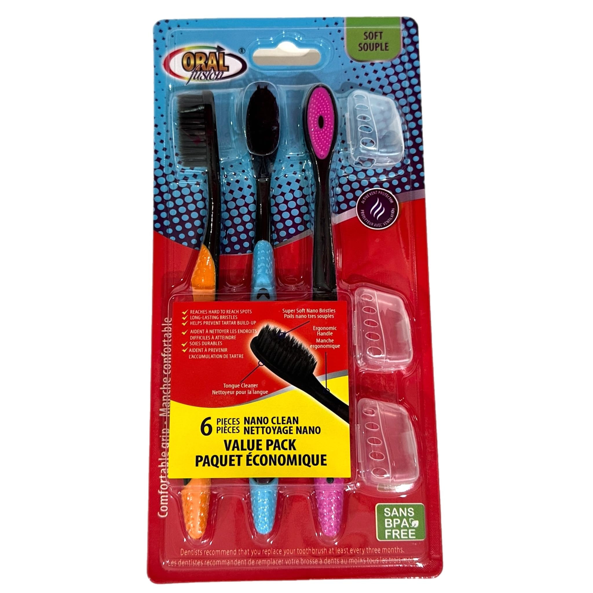 ALAZCO 3pc Neon Black Soft Bristles Toothbrush Deep Cleaning Sensitive Teeth Gum Extra Fine Bristles Cheek Tongue Cleaner