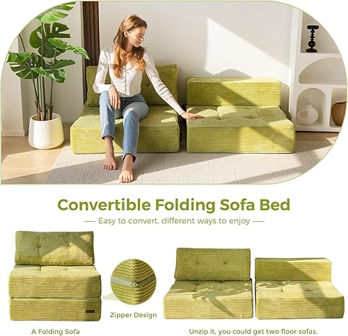Miniatura 6 de MAXYOYO Sofá Cama Plegable, Sofá Cama Convertible con Espuma de Soporte de Alta Densidad, Silla Desplegable Portátil 4 en 1 que se Convierte en