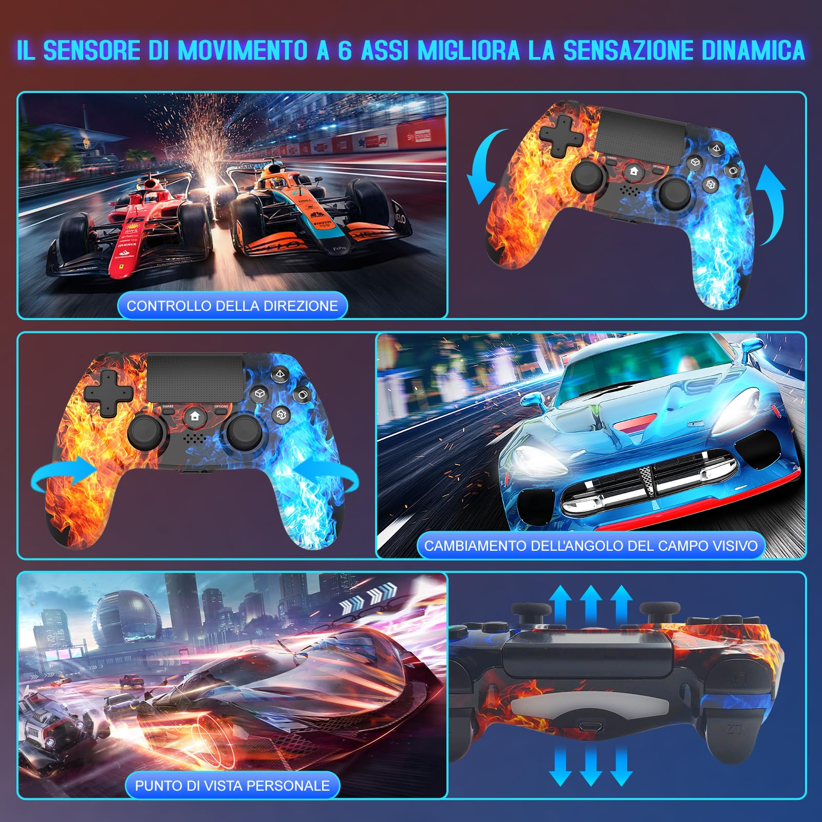 Controller wireless per PS4, Gamepad remoto senza fili con/doppia vibrazione / 6 assi sensore di movimento/funzione audio, controller di gioco ampiamente compatibile con PS4 / PC/iOS (rosso)