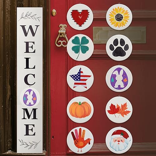 Perfnique Interchangeable Welcome sign for front porch standing, 47 x