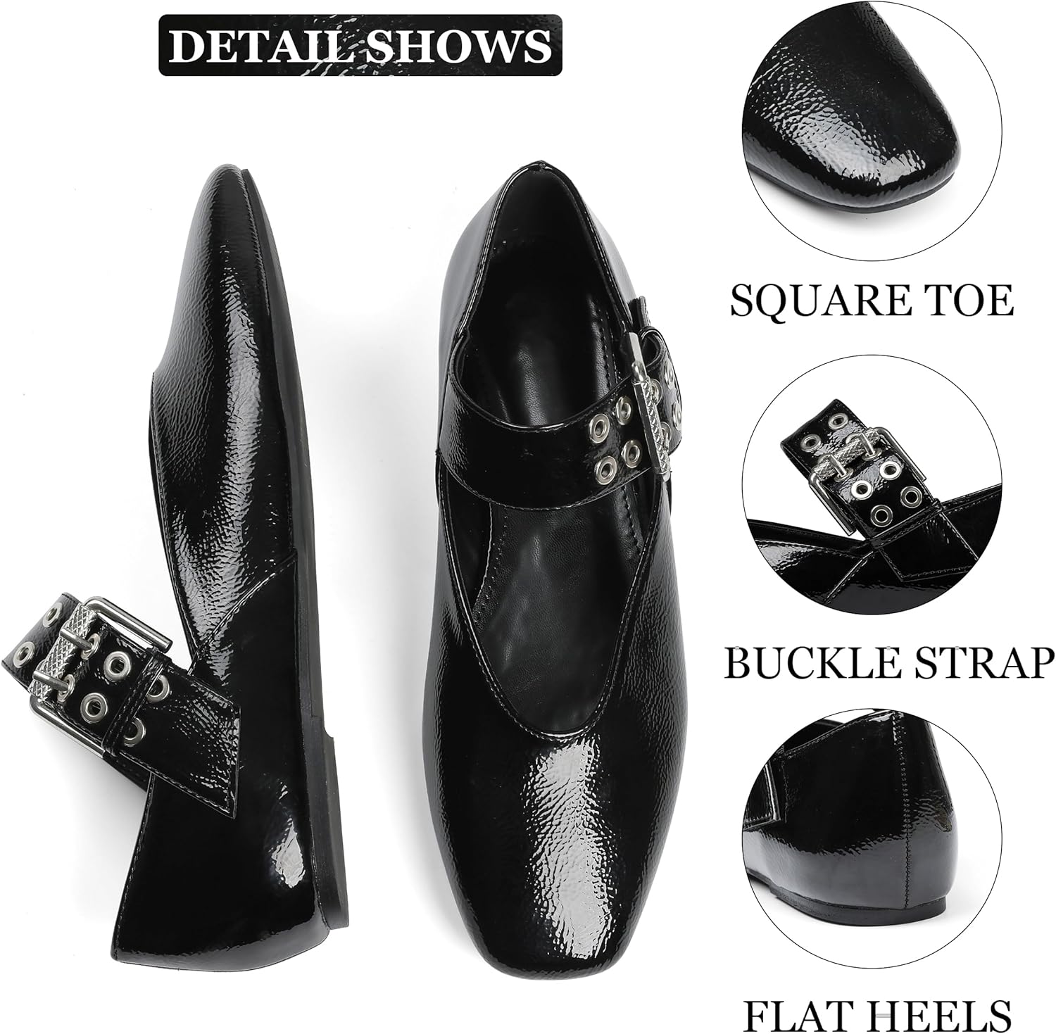 Ballet Flats for Women Square Toe Ballerina Flats Buckle Strap Leopard Print Flats Casual Dress Mary Janes Comfortable Dressy Shoes - Image 4