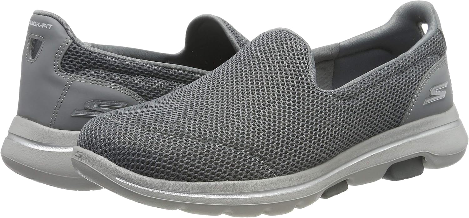 Skechers Women's Go Walk 5 Trainers 3 UK Grey Gray Textile Trim Gry