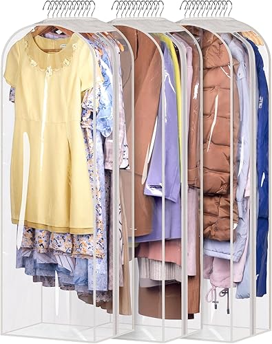 Sleeping Lamb Gussetes - Bolsas transparentes de 10 pulgadas para colgar ropa, bolsas de vestir de 50 pulgadas para almacenamiento de armario, funda