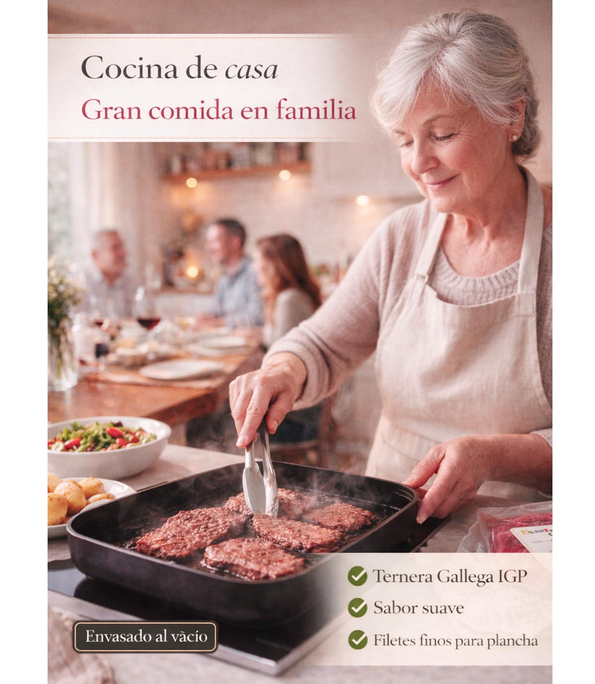 Filetes de Ternera Gallega IGP 1 kg Carne Fresca Magra Corte Tapa Babilla Cadera Fileteado a Mano Envasado al Vacio Envio Refrigerado 24h para Plancha y Empanar Deshuesada Origen Galicia Trazabilidad