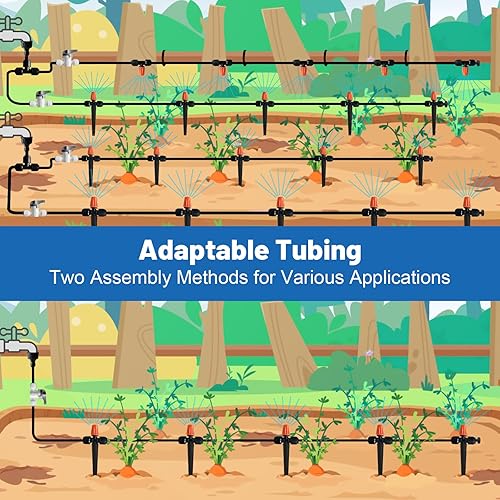 Miniatura 5 de Kit de riego por goteo de 120 pies para jardín, sistema de riego de cama elevada de conexión rápida con 12 pulgada y 14 pulgadas, accesorios para
