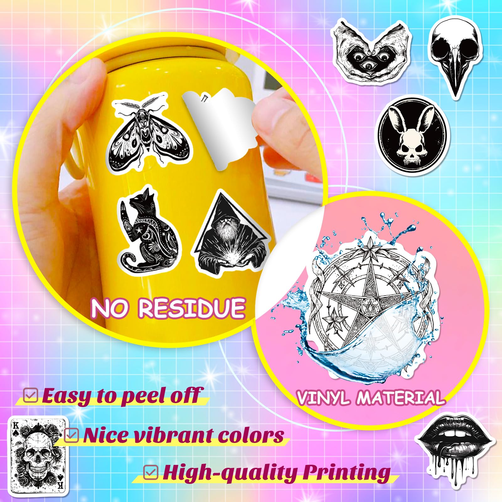 100 Adesivi Gotici E Horror, Teschio E Scheletro, Impermeabili E Rimovibili Per Laptop, Bottiglie, Valigie E Scrapbooking – Set Unico