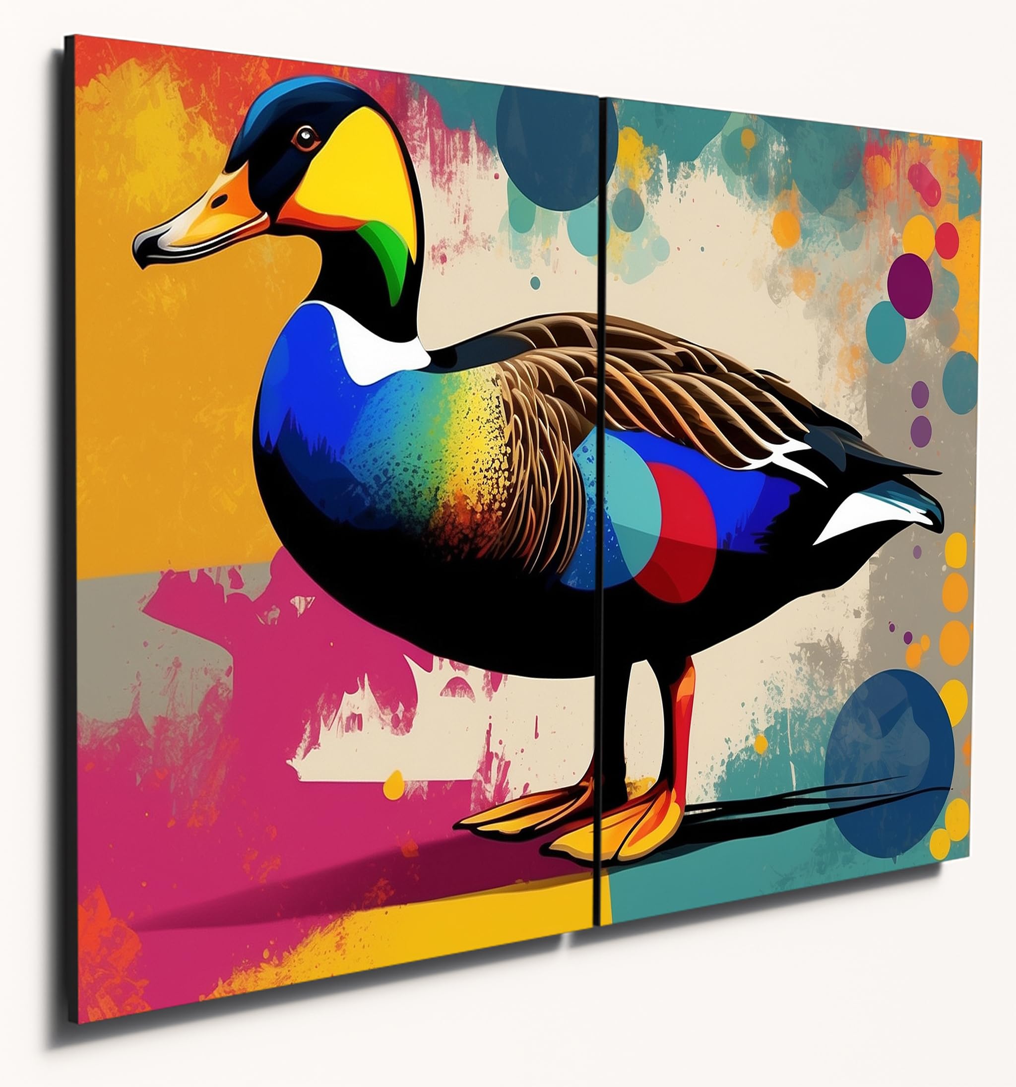 The Plum Penguin African Black Duck Pop Art Wooden Wall Decor - A4 Dual MDF Prints Canvas Alternative 40 x 30cm