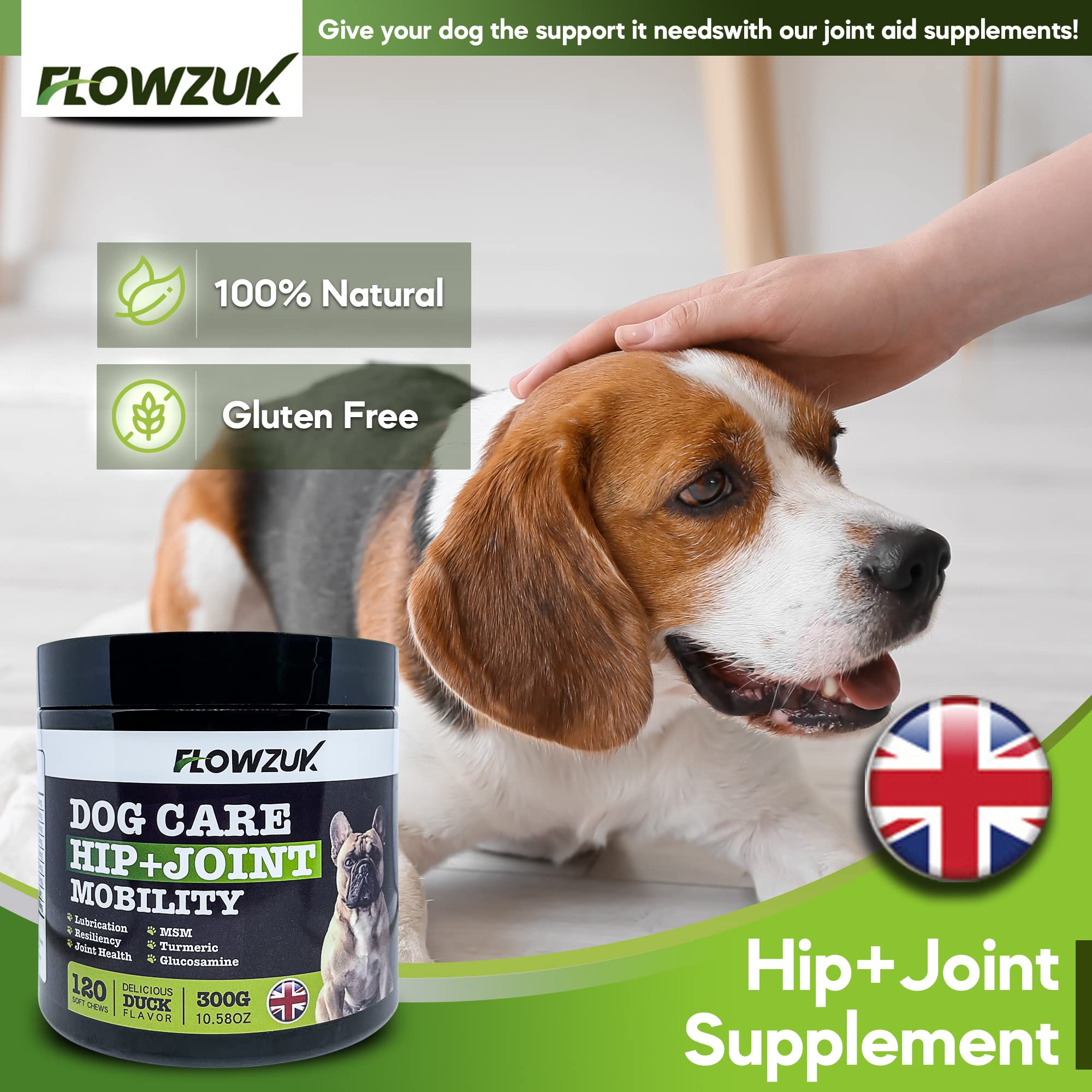 Flowzuk Dog Care Supplement, All-Natural Hip and Joint Supplements for Dogs, Dog Joint Itch Chews with Glucosamine, Turmeric - Image 2