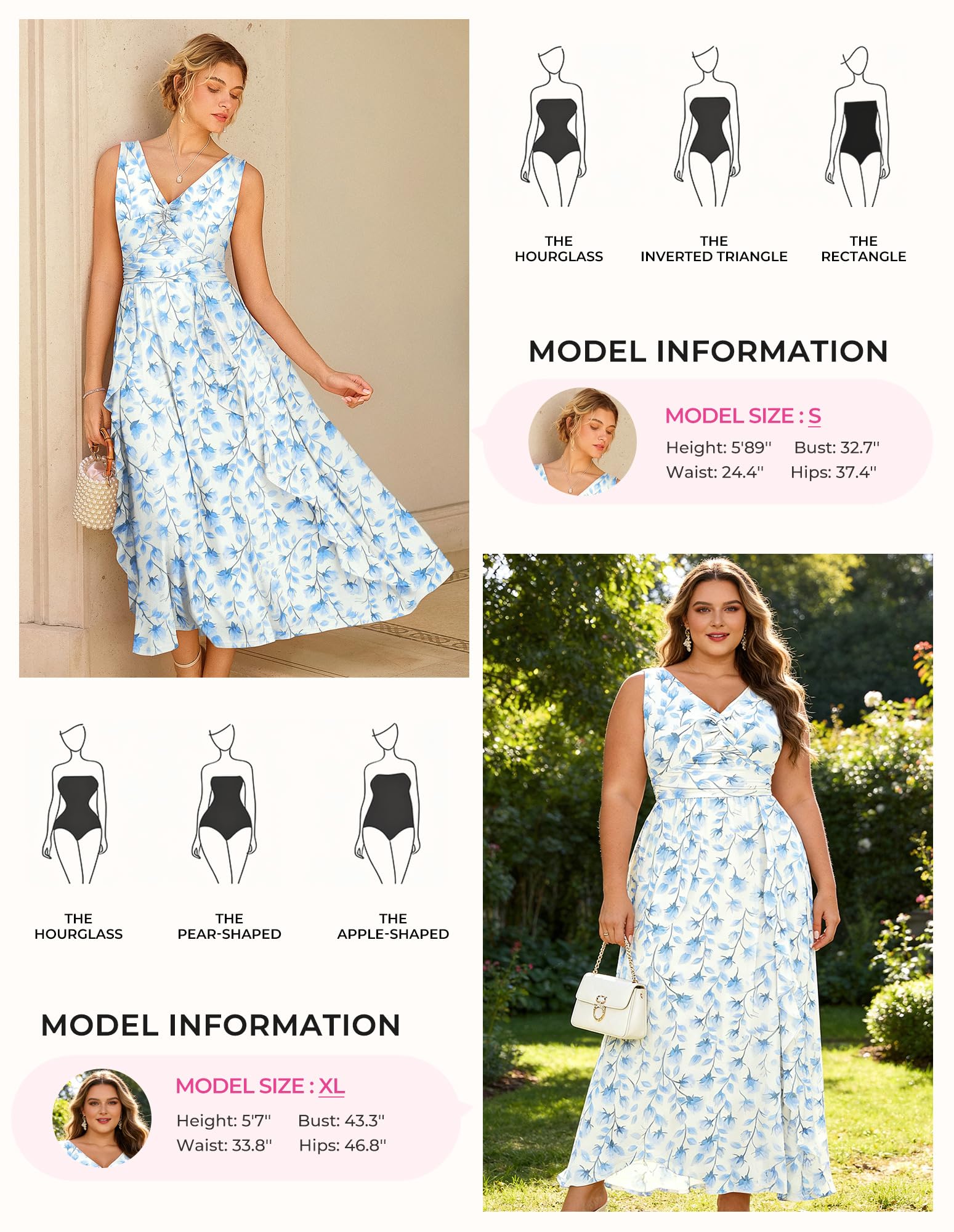 GRACE KARIN Vestido de verano sin mangas con cuello en V para mujer, cintura fruncida y dobladillo con volantes