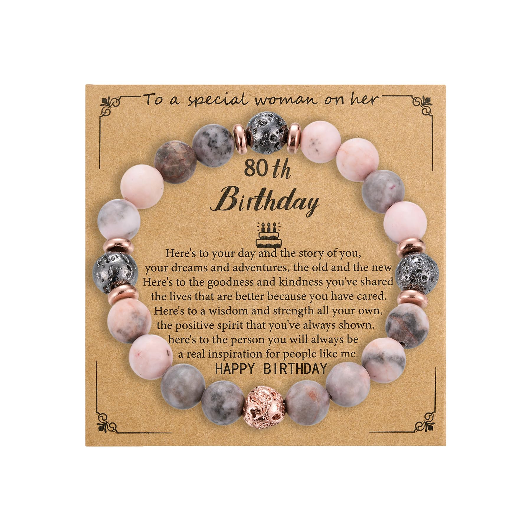 Sanyaa 30th 40th 50th 60th 65th 70th 75th 80th Birthday Gifts for Women Bracelets 50 60 65 70 Year Old Natural Stones Happy Birthday Bracelets for Women