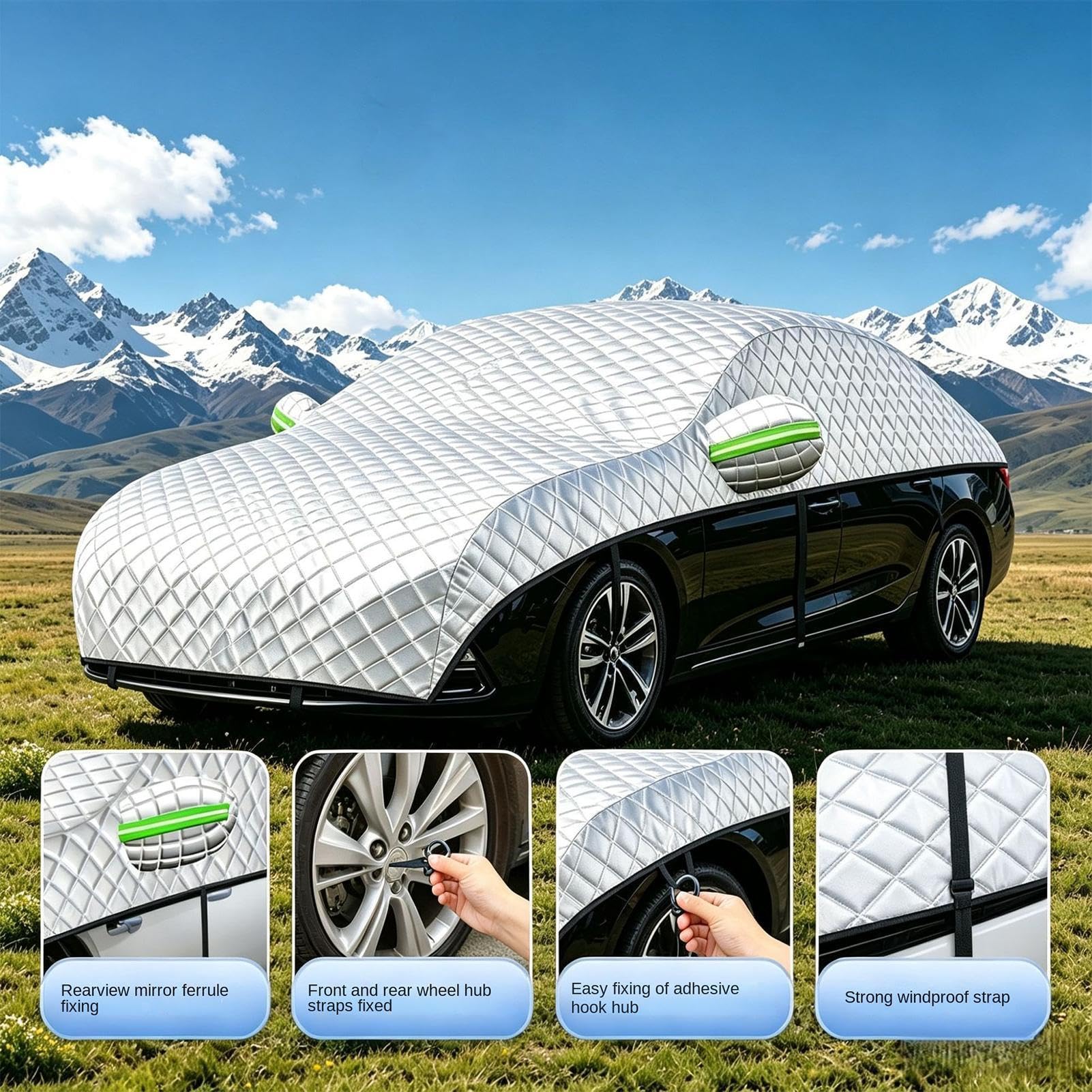 Half Car Cover for Windshield, Roof and Sunroof, Foldable Vehicle Shade