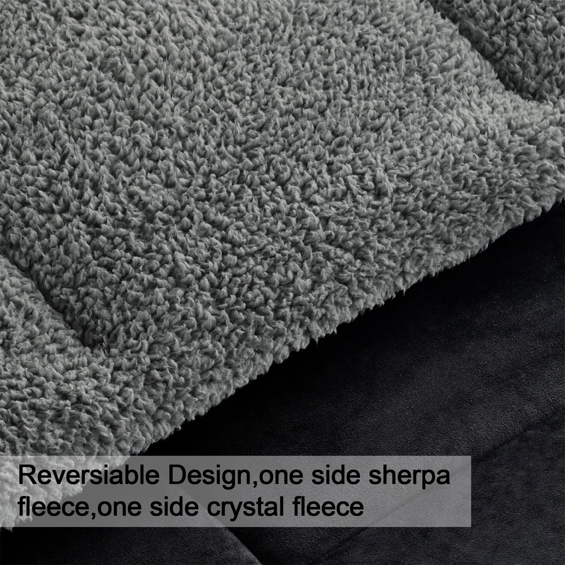 Fluffy Sherpa King Comforter Set - Black -7