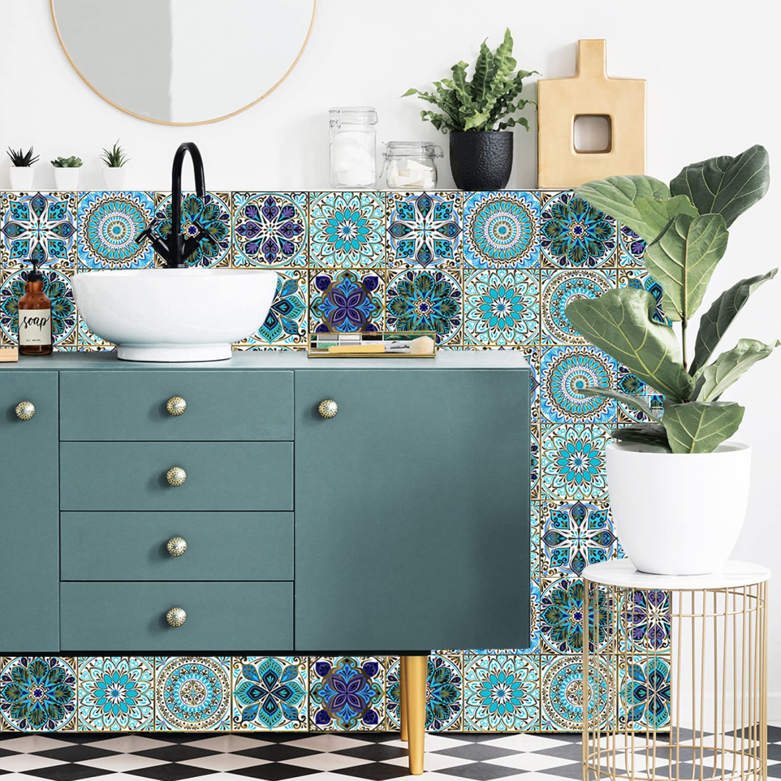 Naklejki imitujące płytki mozaikowe, Self Adhesive Tile Stickers Oil Kitchen Bathroom Multicolor Various Sizes(30cm x 30cm*10PCS)