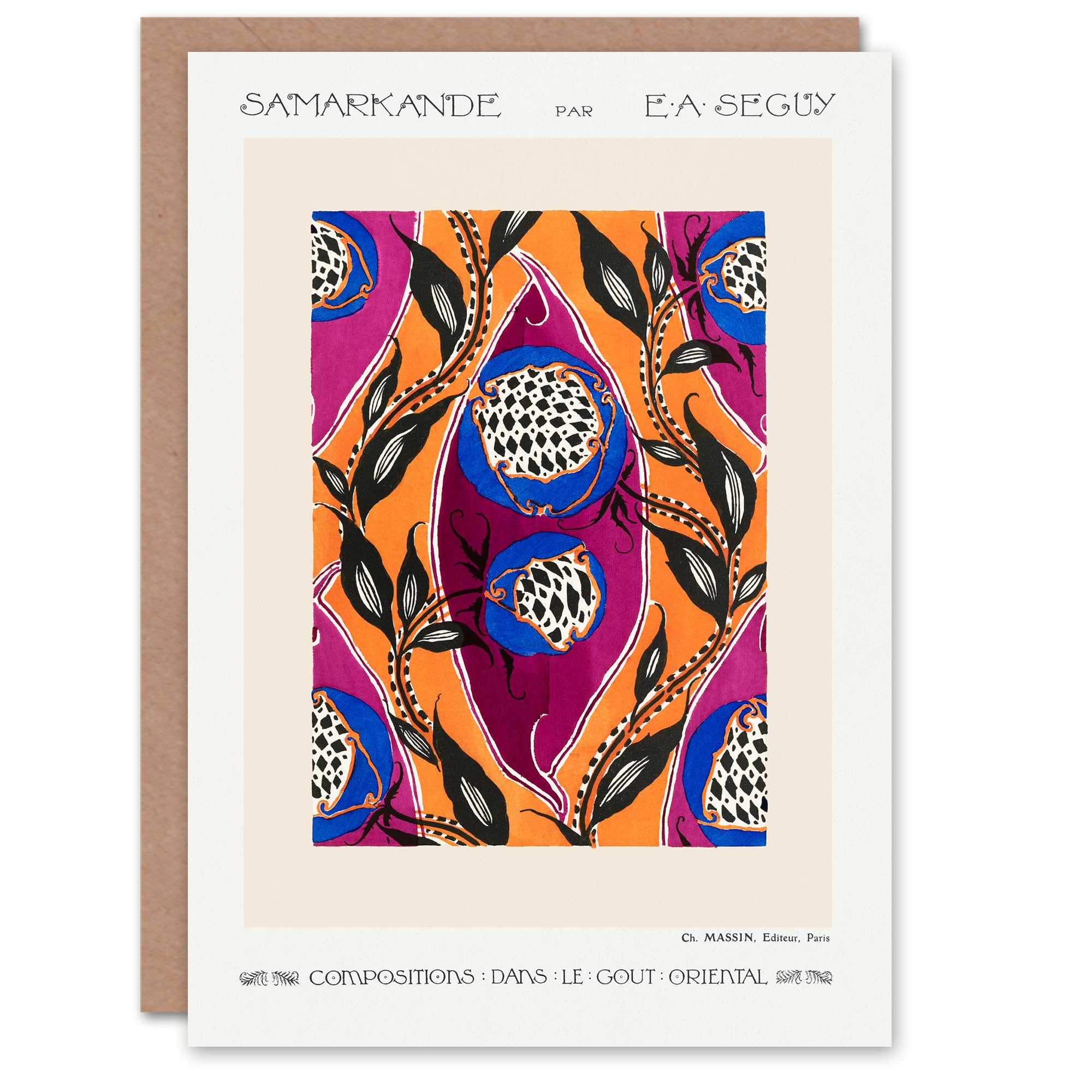 Eugene Seguy Art Card Oriental Style Flower Pattern