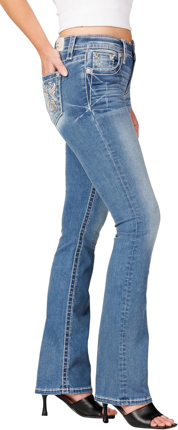 Miss Me Women's Sitting Bull Mid-Rise Bootcut Jeans