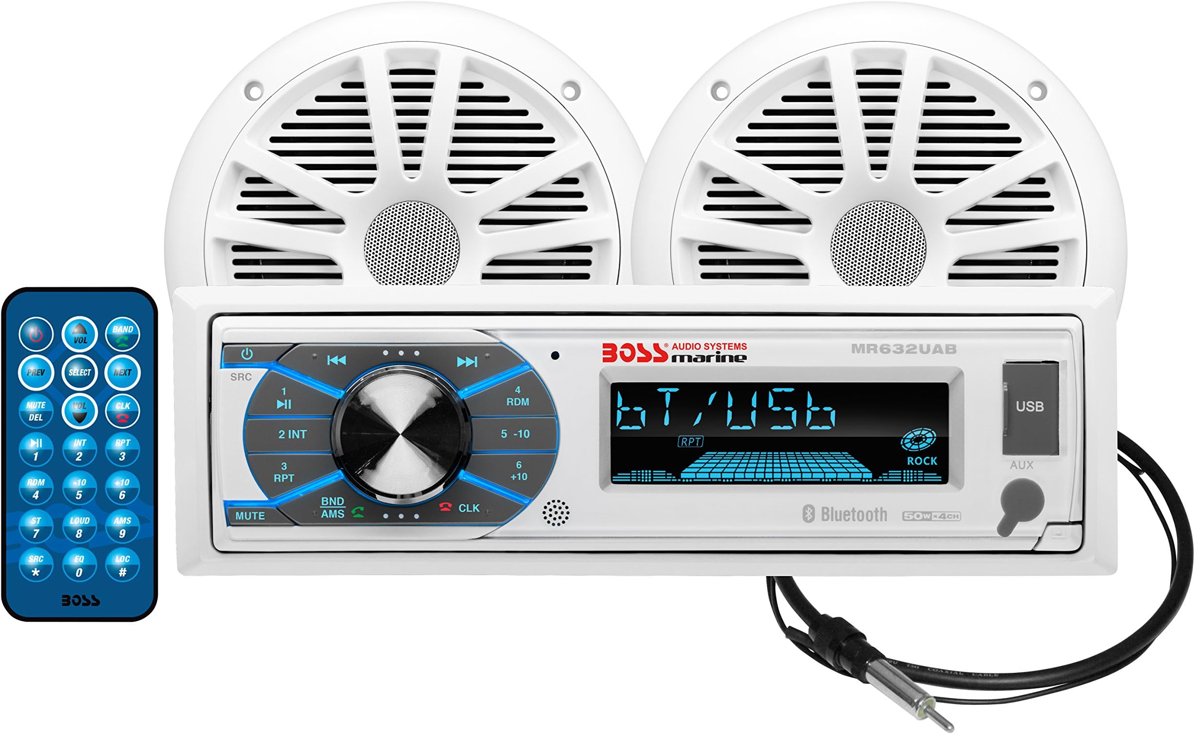 Stereo Marina Bluetooth Per Barche - 2 Altoparlanti 6.5 Pollici, USB, AM/FM