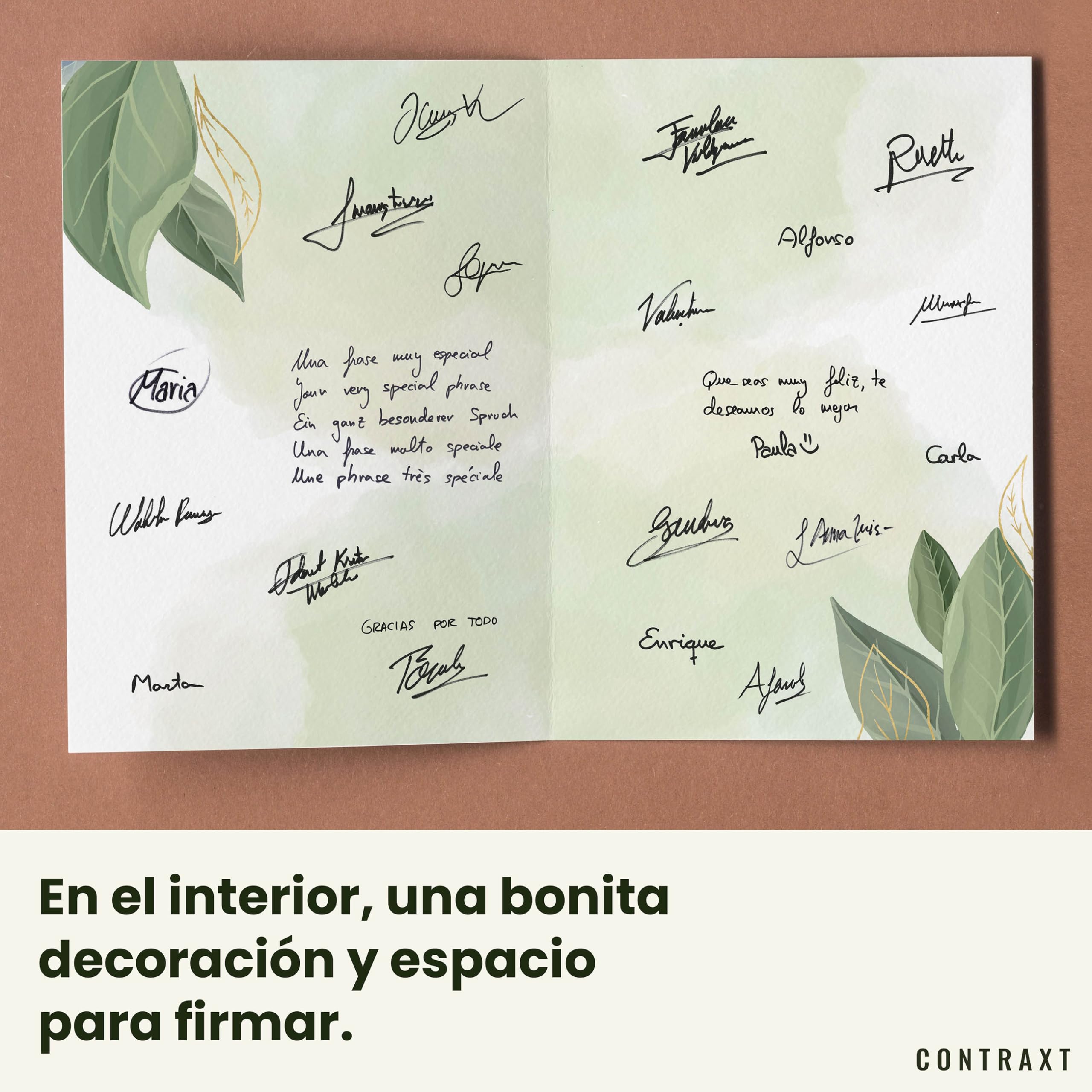 CONTRAXT Tarjeta de agradecimiento grande 42x30 cm abierta. Regalo original tarjeta de firmas gracias por todo hombre o mujer profesores maestras amigas compañeros trabajo cumpleaños (Gracias)