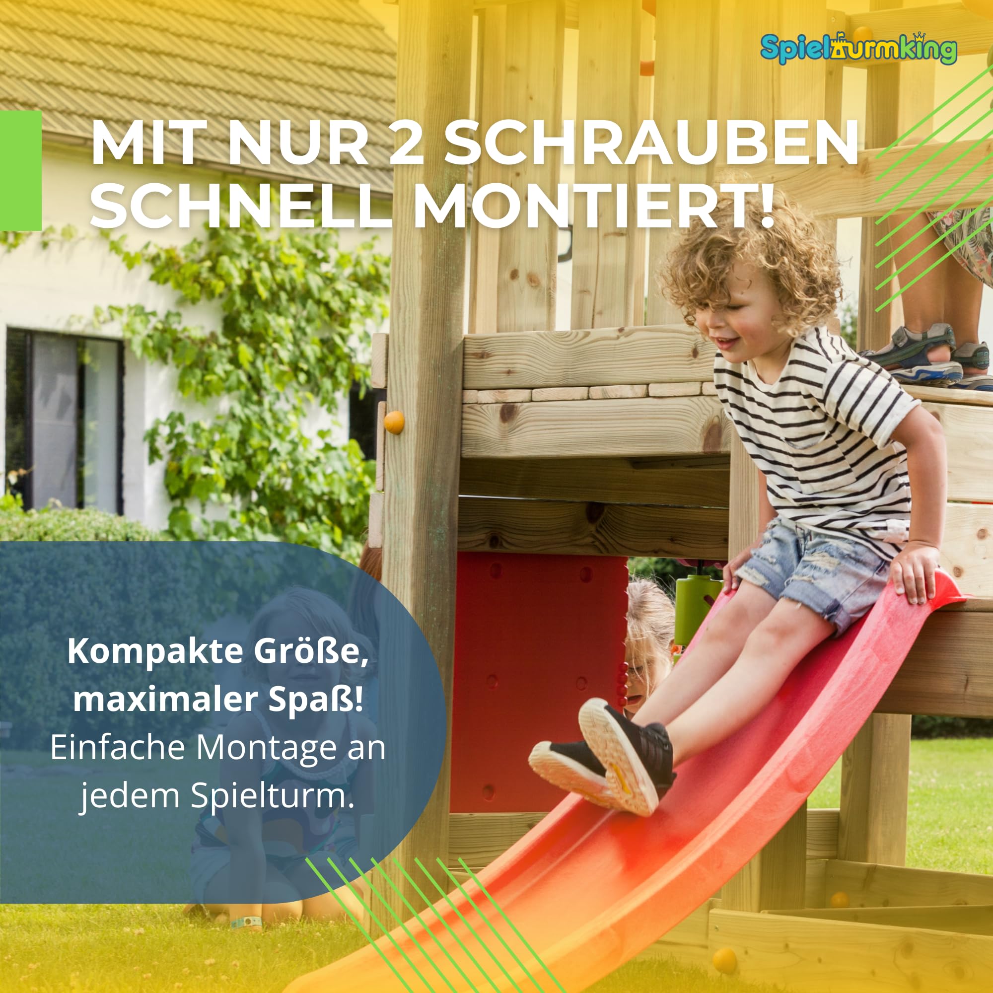 Kinder Rutsche Outdoor Garten Spielgeräte, Stabile Rutsche | für Kleinkinder, Alternative zu Indoor Spielgeräten, 1,20 Meter lang