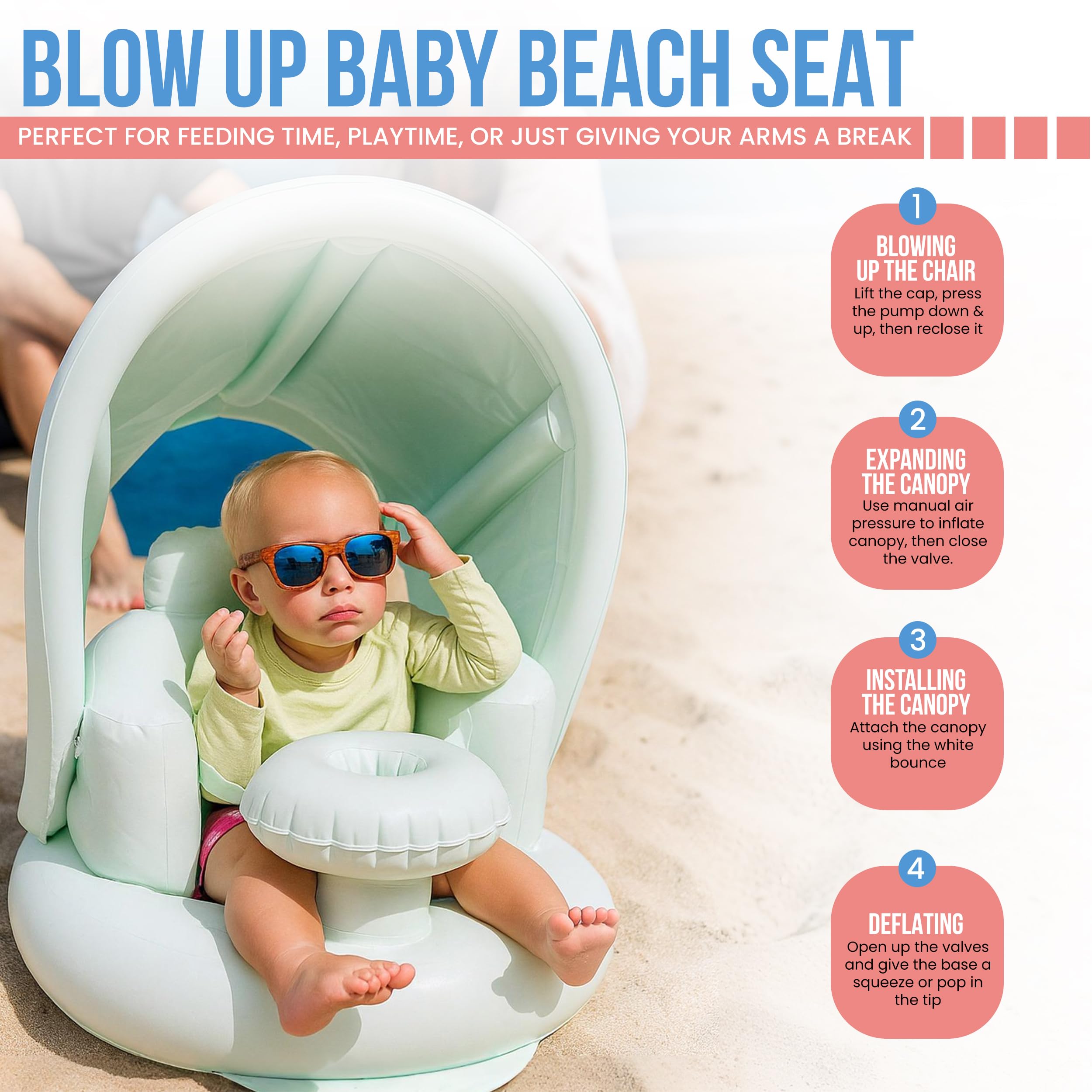 Amazon.com : Inflatable Baby Seat for 3-36 Months w/Built-in Pump