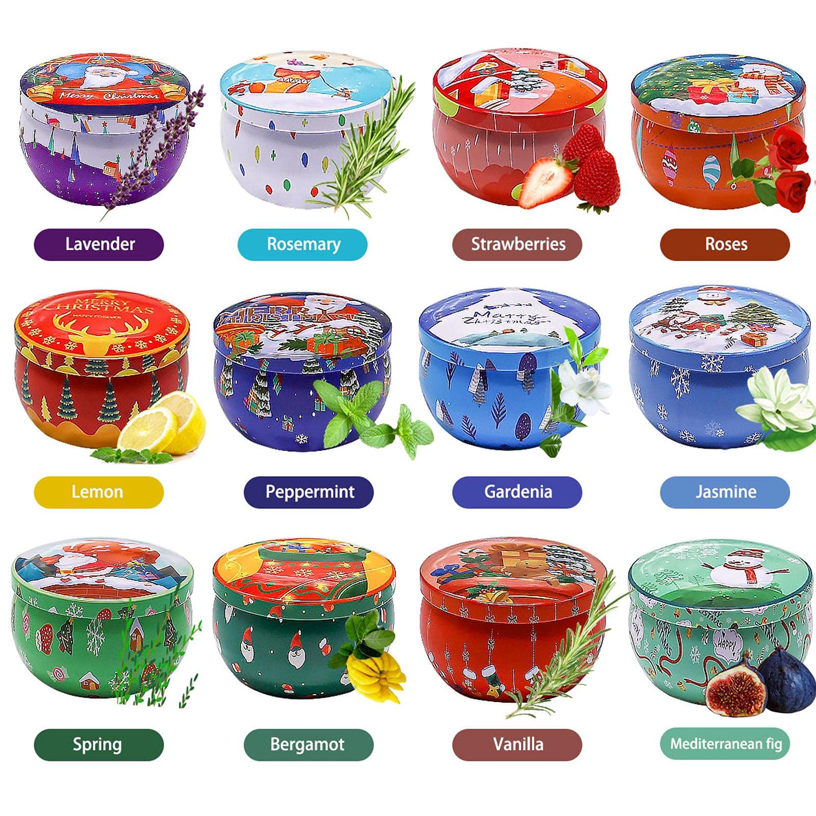 Yiida Velas Navidad, Set Regalo para Navidad, Velas Soja | Juego Regalo, 12 Unidades