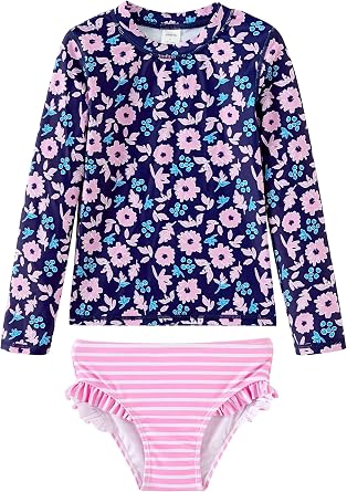 UMELOK Toddler and Little Girls Rash Guard Sets with Bikini Bottom Swimwear