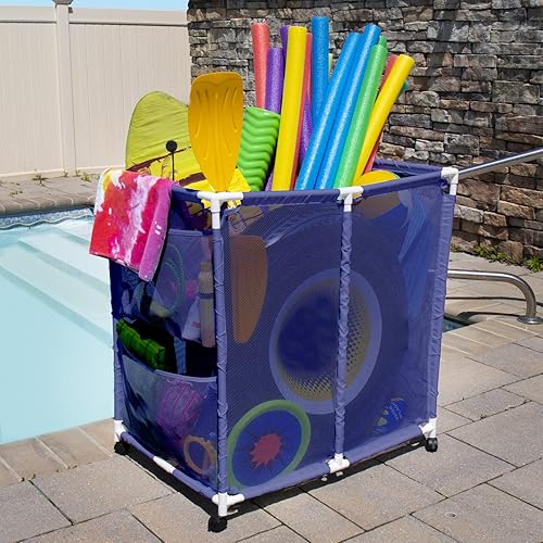 Miniatura 2 de Essentially Yours Flotadores de piscina, bolas, juguetes y equipos, organizador de malla rodante, grande, (35 pulgadas de ancho x 25.4 pulgadas de