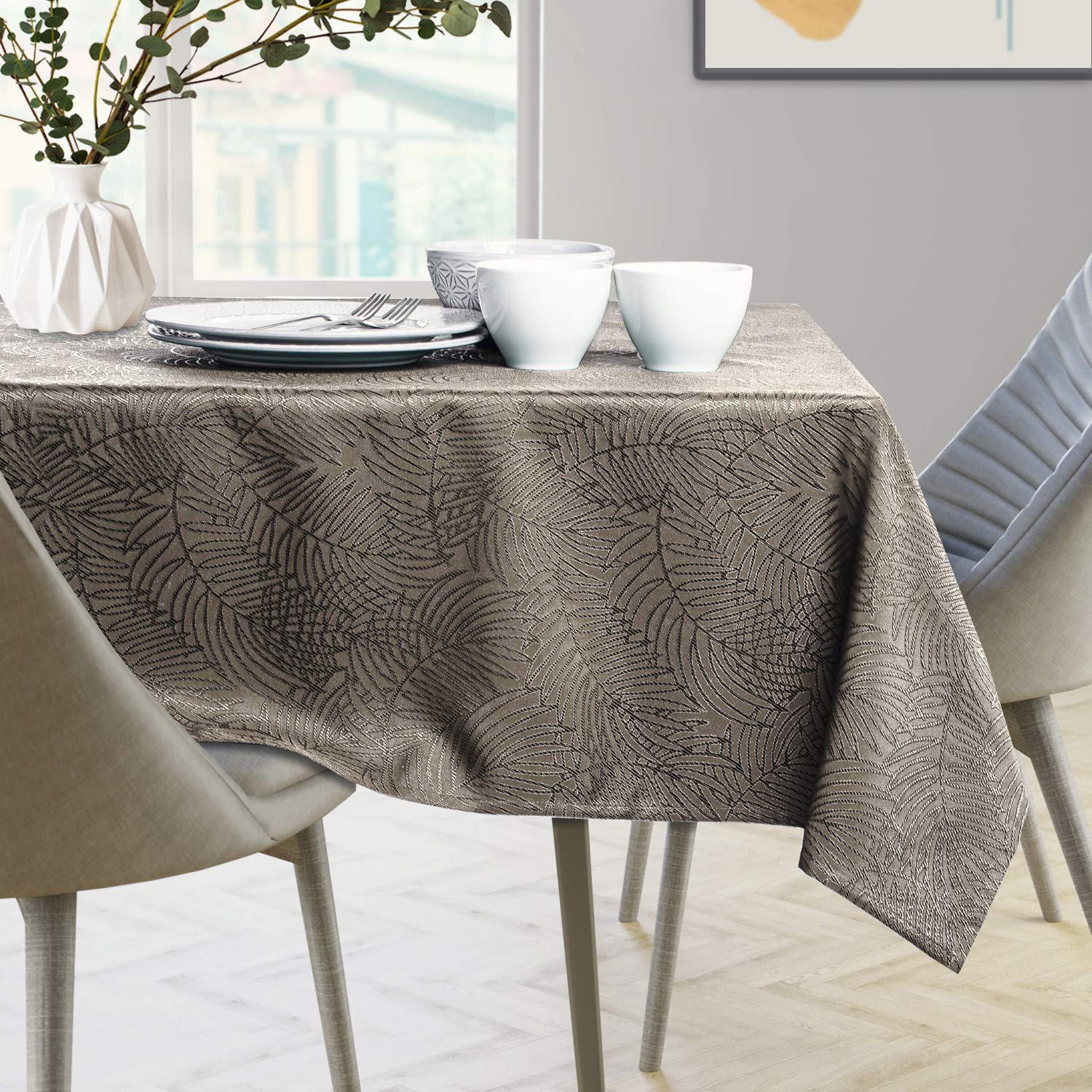 AmeliaHome Mantel con Efecto Loto Resistente al Agua poliéster Cappuccino Gaia 140x260 cm