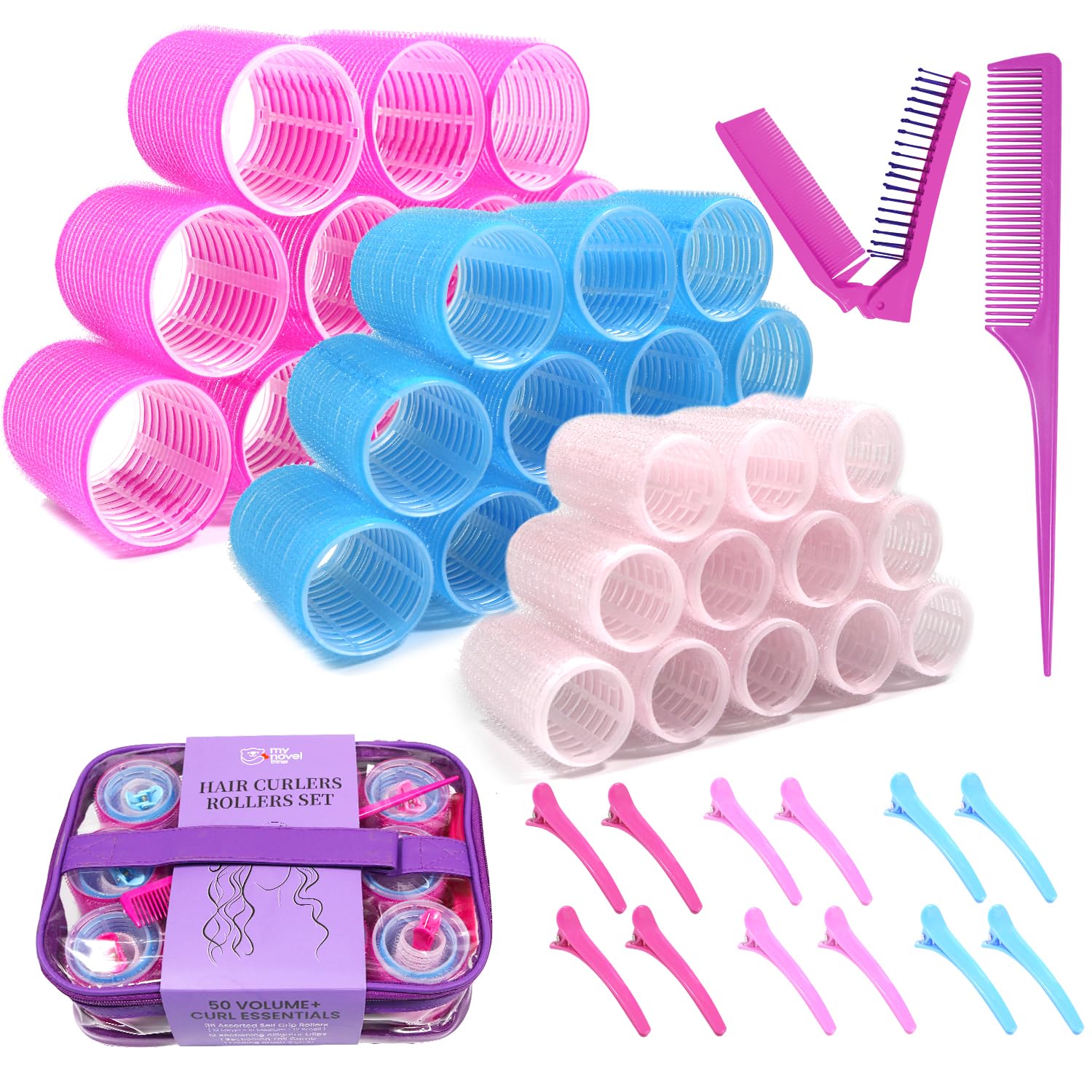 Amazon.com : my novel things Hair Rollers Large Small 50PCS Set