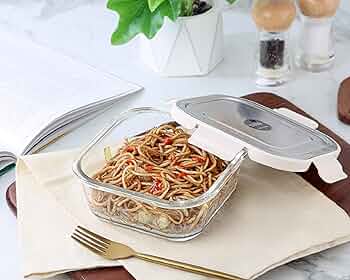 CELLO Steel-O Fresh Square Borosilicate Glass Container | Air-Tight Fridge Organizer Case |Glass Box with BPA-Free Locking Lids| Microwave & Freezer S...