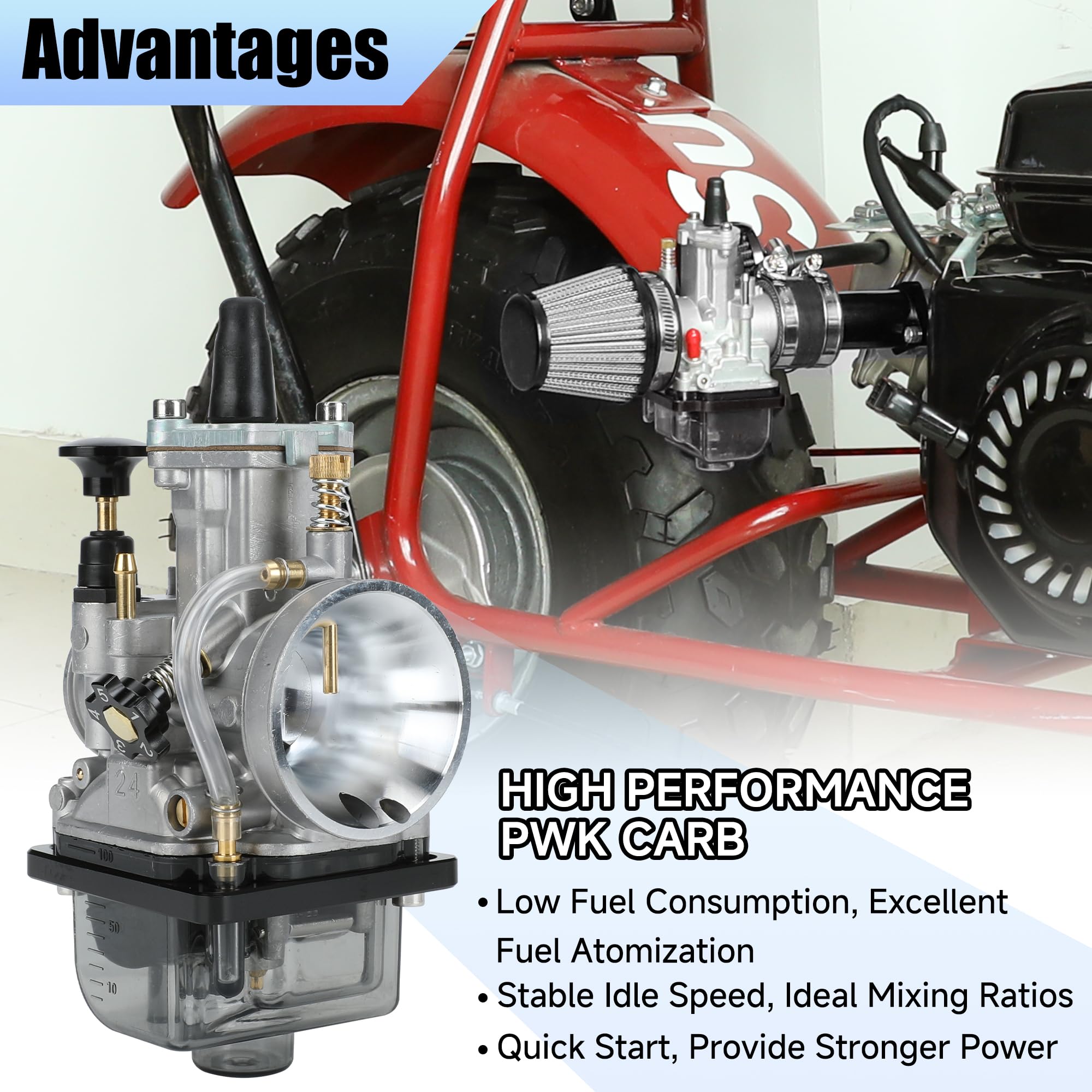 Mini Bike Gas Tank Go Kart Parts VM22 26mm Carburetor & Air Filter - Foto 4