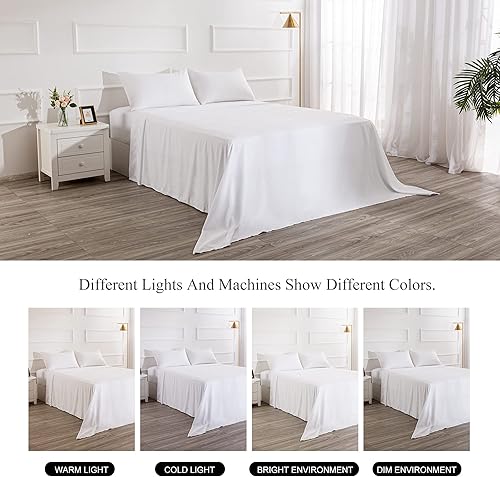 Miniatura 3 de Juego de sábanas de algodón de 400 hilos, tamaño individual, color violeta, 4 piezas, 100% algodón grapado, juego de sábanas de algodón suave con