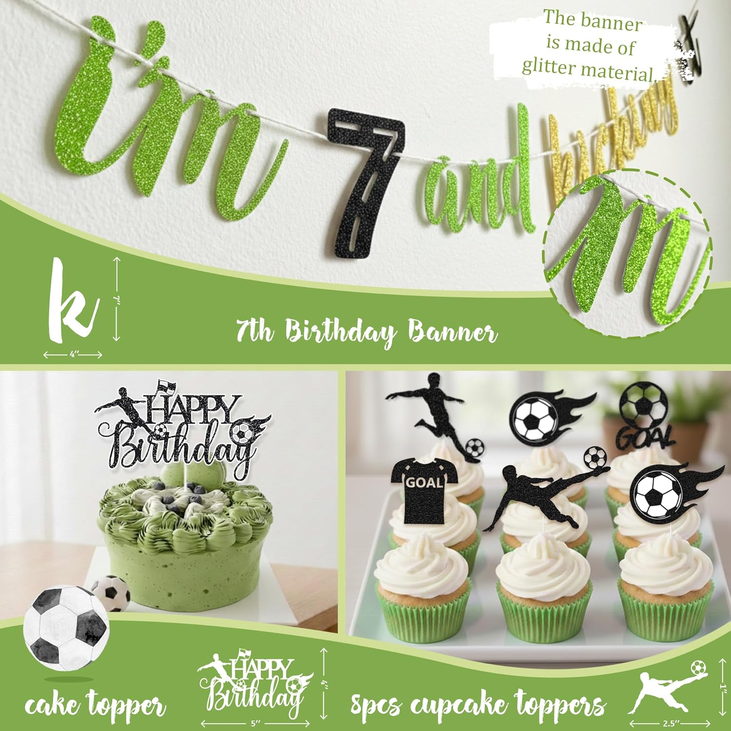Soccer Birthday Party Decorations Kit for Boys – Soccer-Themed Party Supplies with Backdrop, Tablecloth, Cake & Cupcake Toppers, Perfect Soccer Party Decor for Boys and Teen Soccer Fans Birthday Décor