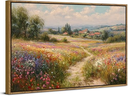 Vintage Wildflower Wall Art Framed Floral Natural Scenery Painting Canvas Prints
