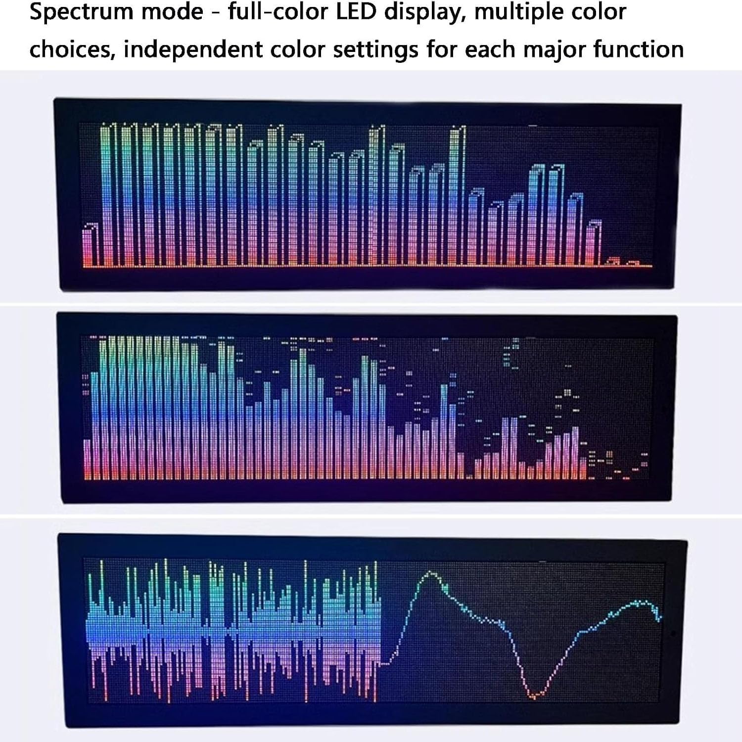 Reloj LED Con Espectro Musical, Luz Con Ritmo De Sonido Y Espectro Musical Con Resolución De 256 * 64 Píxeles, Fuentes Fluidas Ajustables Y 6 Niveles De Brillo, Calibración Automática Del Tiempo