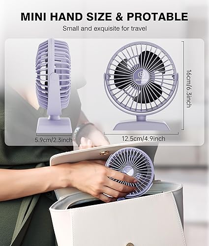 Miniatura 6 de JZCreater Ventilador de escritorio, ventilador USB para escritorio, flujo de aire fuerte, rotación de 360 grados, refrigeración personal de 3