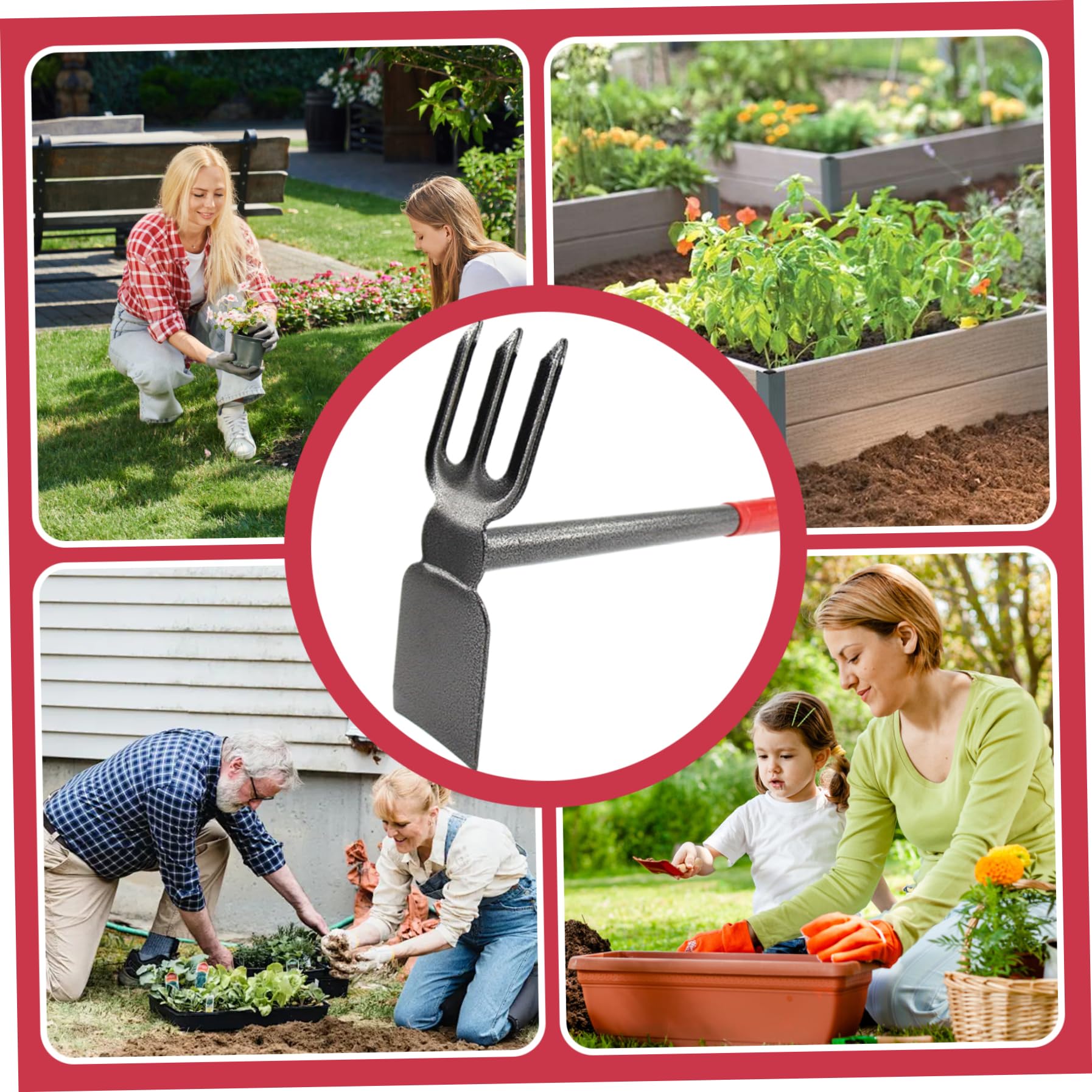 Weed Puller Tool, Dual Headed Weeding Tool with Non-Slip Handle & Anti-Rust Head, Bend-Proof Portable Weed Remover for Gardening Backyard Farm Planting & Weeding Remover Yard Tools