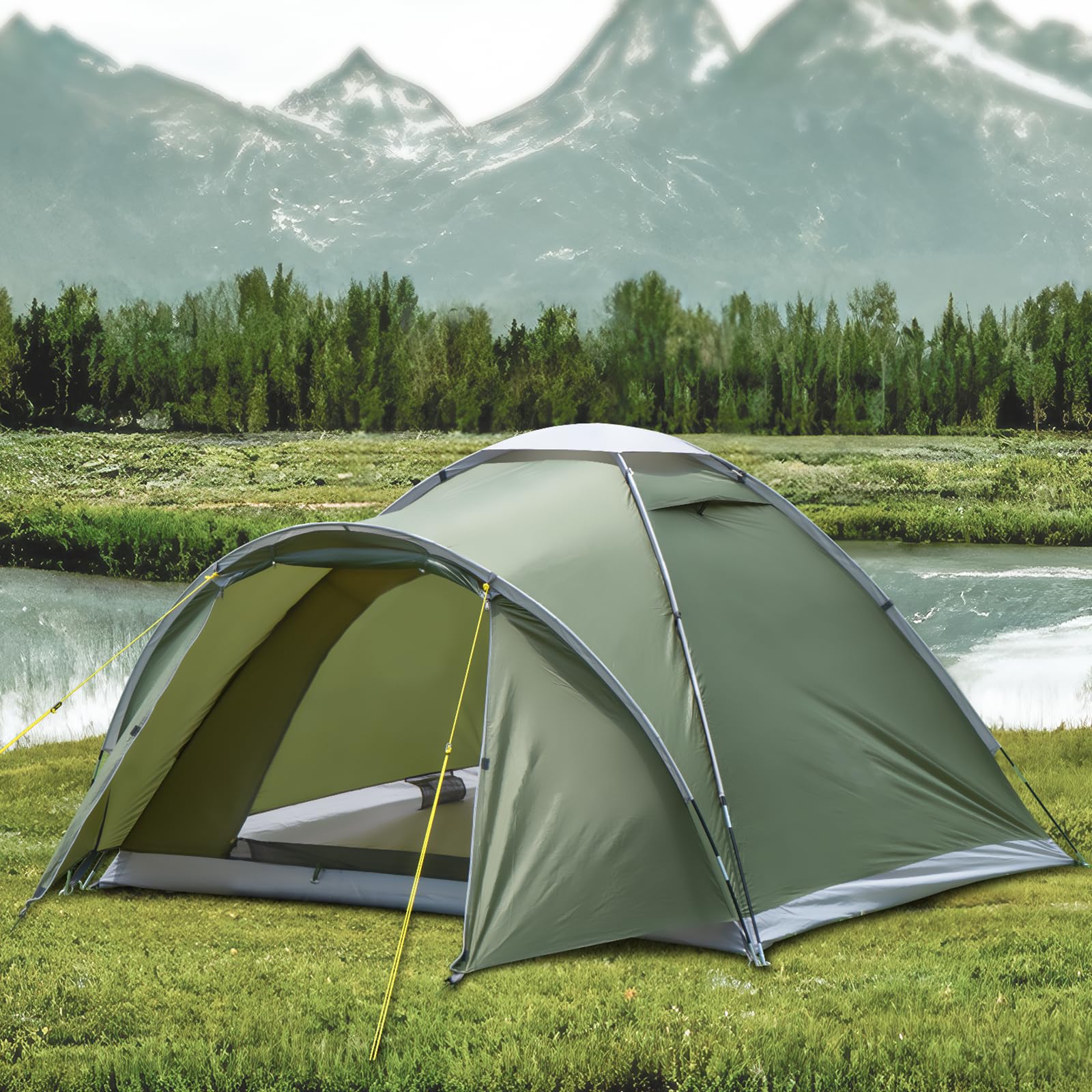 Generic 3-4 Person Tent with Porch (PU5000mm Groundsheet)
