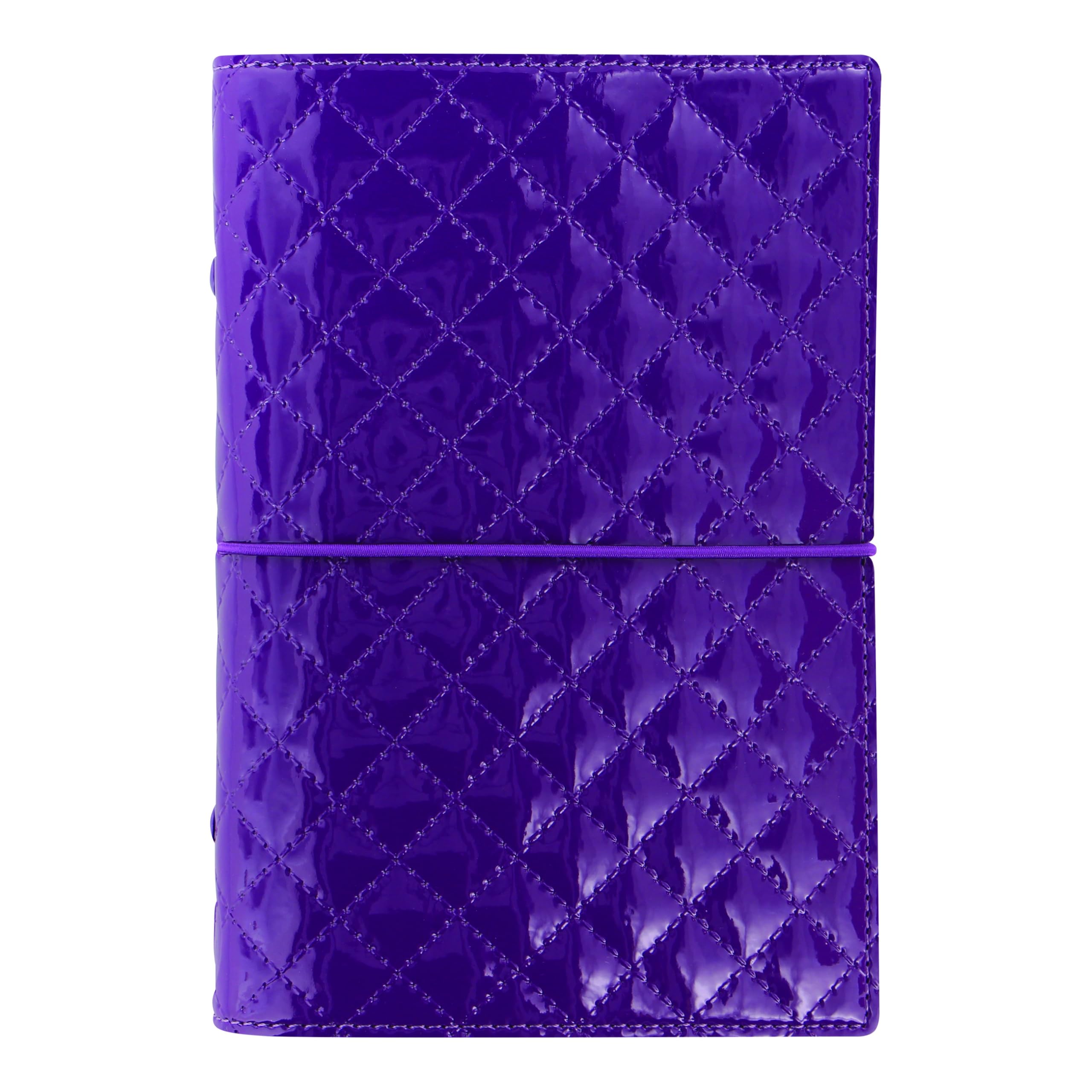 Filofax Domino Luxe Organizer, persönliche Größe, lila - Hochglanz, Steppeffekt, Pariser inspiriert, Sechs Ringe, Wochenansicht, Kalender, Terminplaner, mehrsprachig, 2025 (C027989-25)