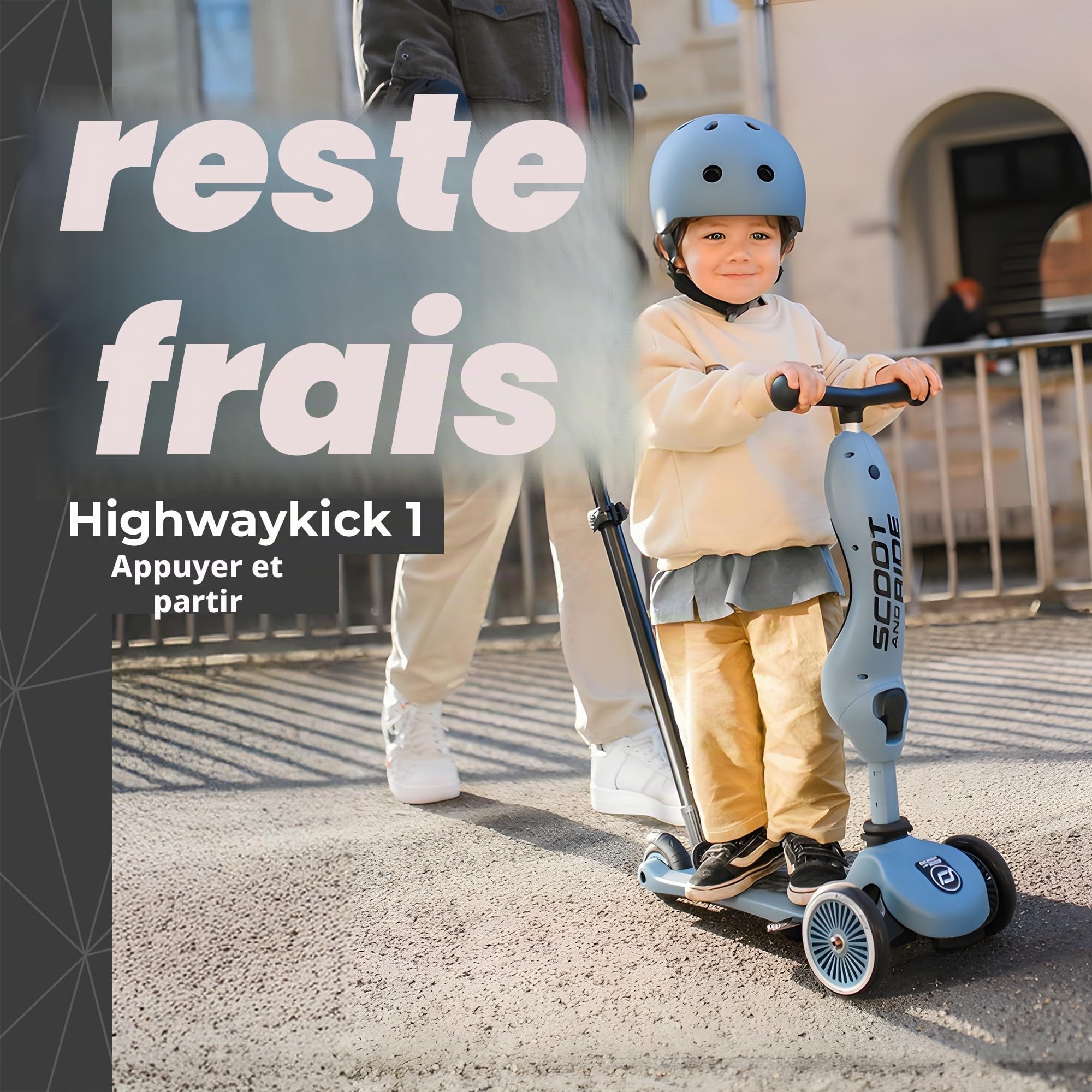 Scoot & Ride Highwaykick Trottinette 2 en 1 Push and Go avec siège pour enfant 2 en 1 avec guidon à partir de 1 à 2 ans Évolutif avec votre enfant Hauteur réglable sans outil