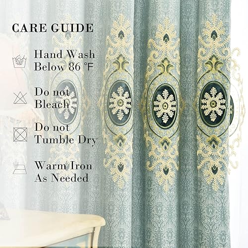 Miniatura 7 de Cortinas Vogol opacas, de chenilla, jacquard para ventana, cortinas elegantes, paño, tratamiento opaco para habitación, sal de estar, ojales
