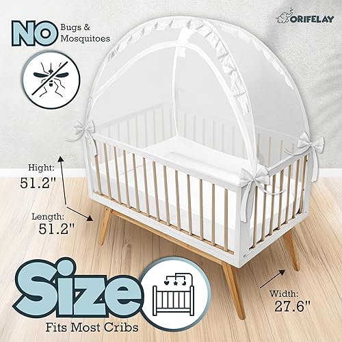 Miniatura 2 de Tienda de campaña para cuna de bebé, tienda de campaña para cama infantil con máquina de ruido blanco, apertura de cremallera ancha, funda de cuna