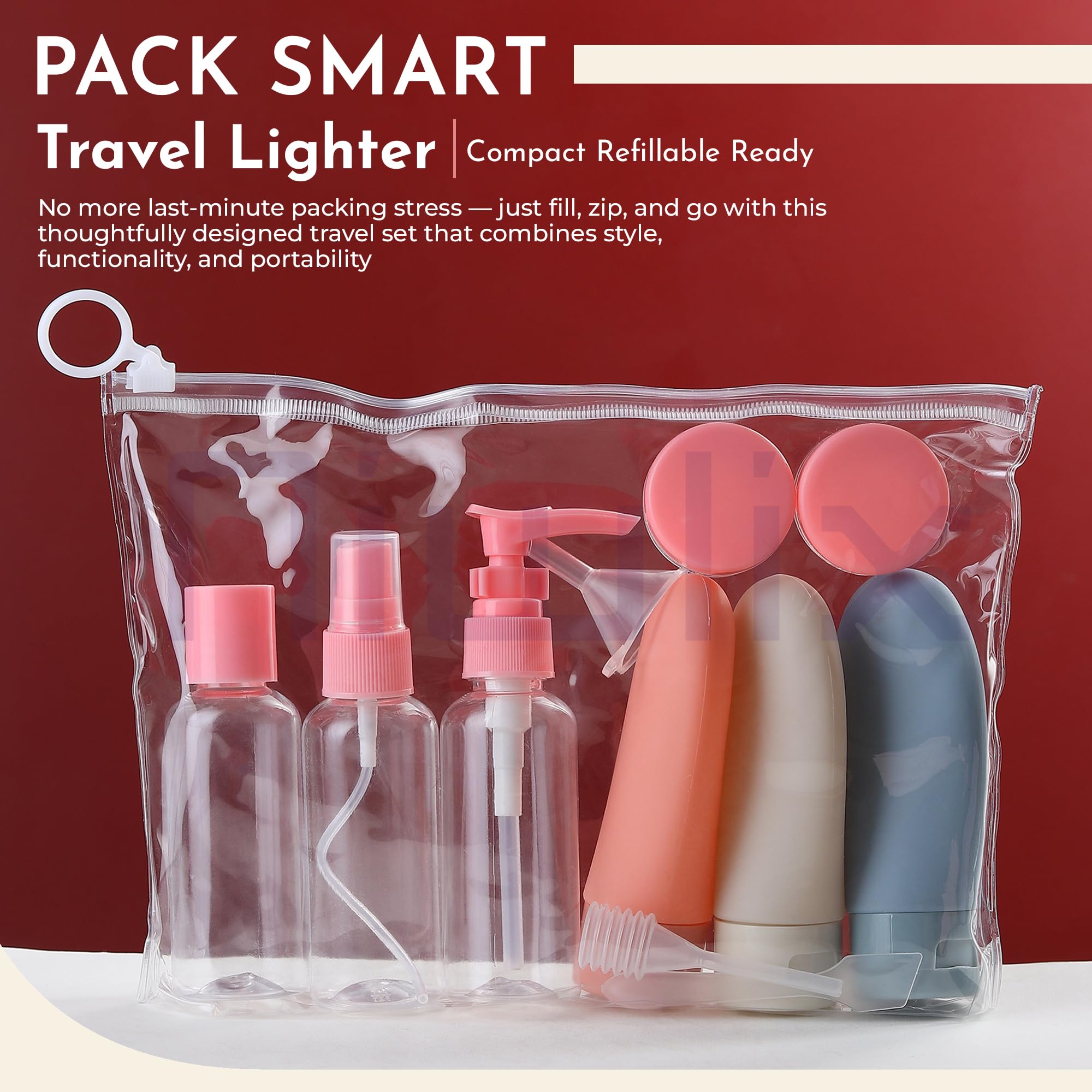Niwlix Polypropylene Pack of 11 Travel Bottles For Toiletries Travel Essentials for women Toiletry Bottles For Travelling For Shampoo Cream Handwash Lotion Storage Bottle accessories women, 60 Ml - Image 7 thumbnail